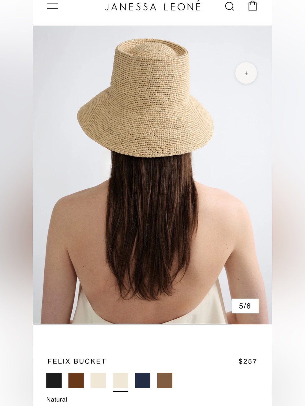 JANESSA LEONÉ FELIX BUCKET Natural Straw Bucket Hat  women size M new 
$257 - Picture 3 of 8
